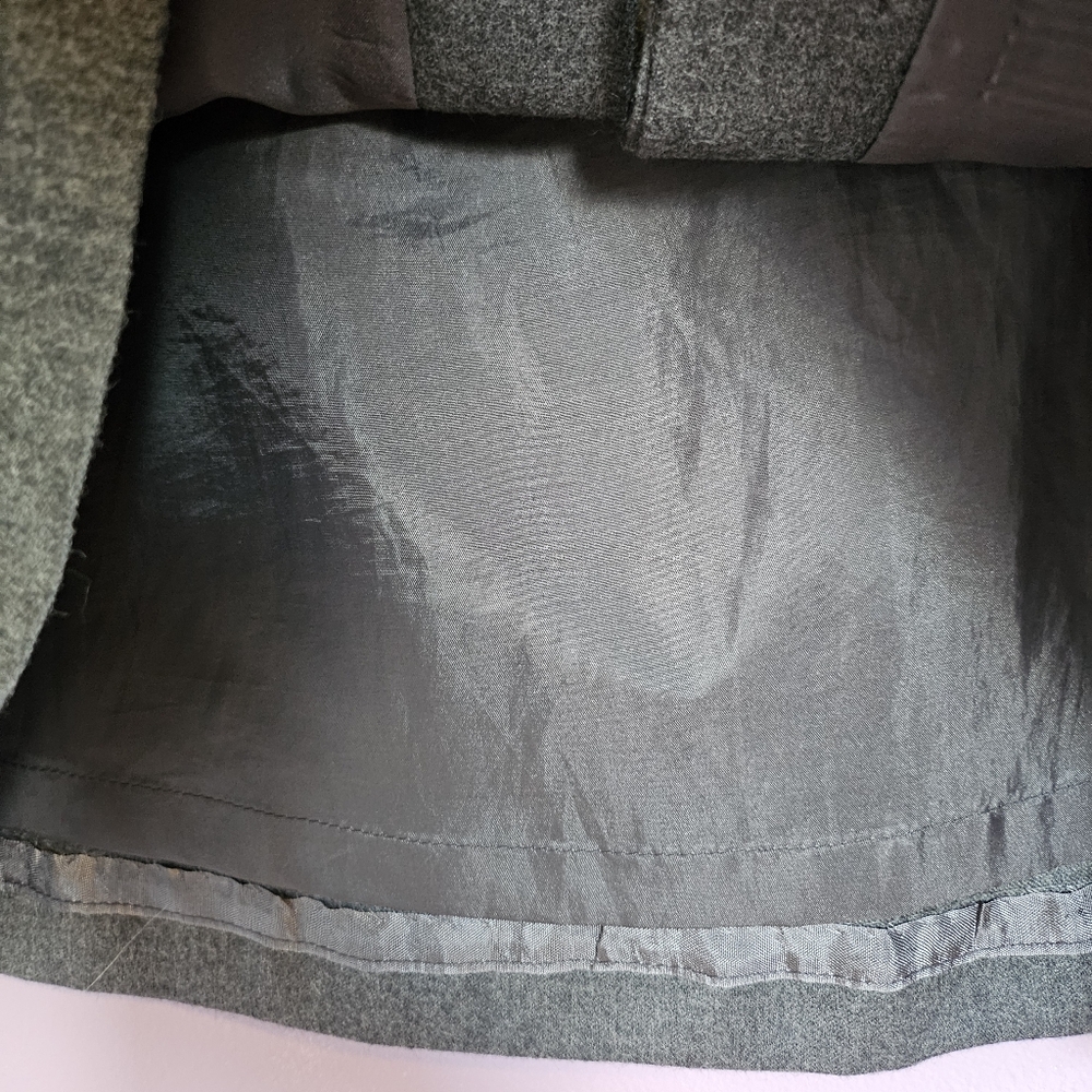 Talbots Vintage Gray Italian Wool Split Front High Waisted A-Line Skirt - Picture 5 of 10